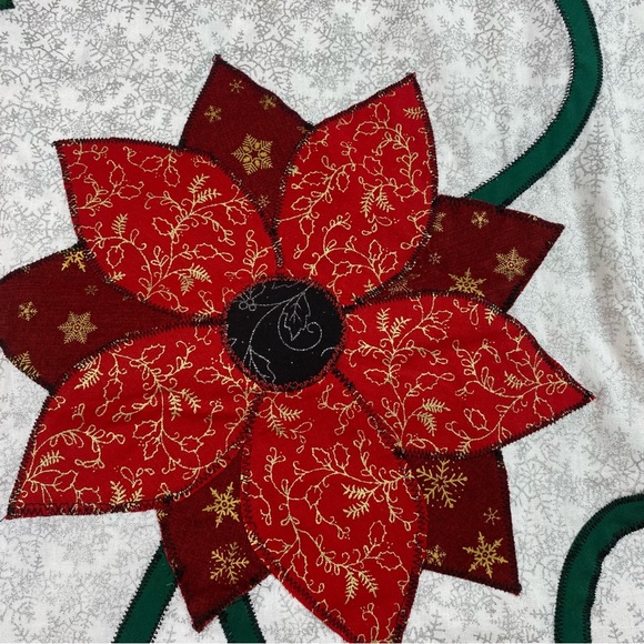 Christmas Table Runner Poinsettia Runner Size 74” Long - Picture 3 of 8
